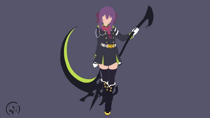 Hiiragi Shinoa from Owari No Seraph with scythe