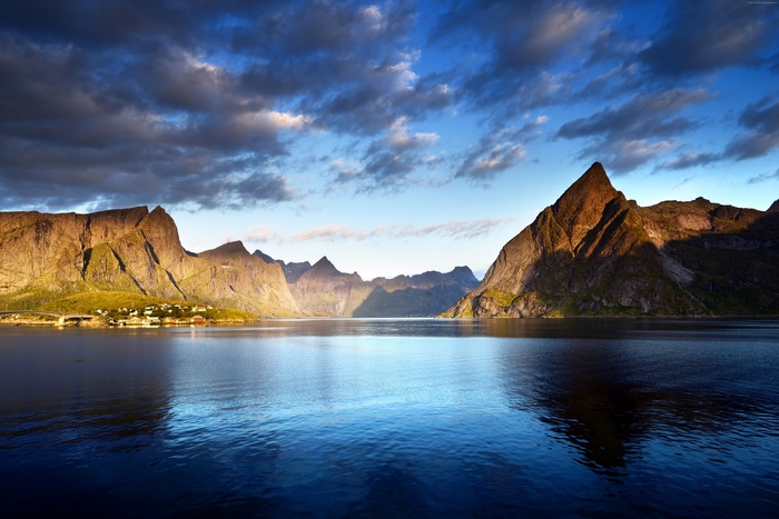Mountains and sea in Lofoten Islands, Norway