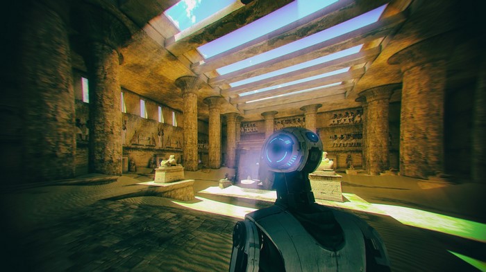 Robot in an ancient Egyptian temple