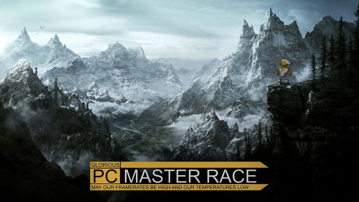 PC Master Race logo with snowy mountains
