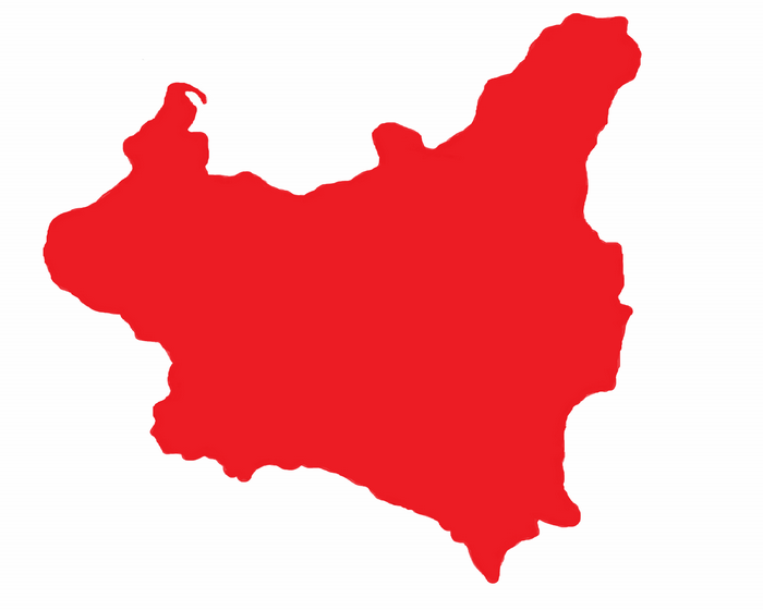 Red outline of Poland