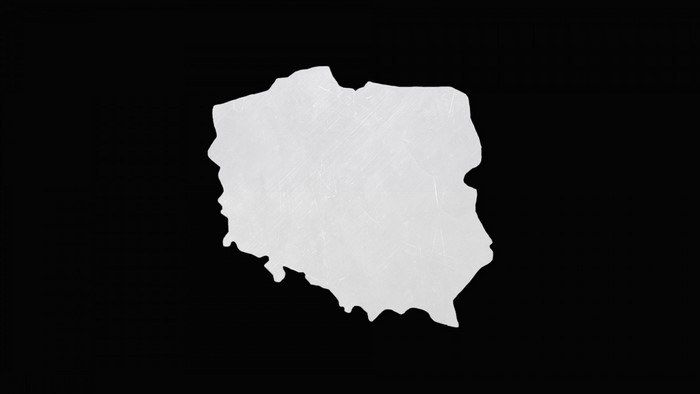 Map of Poland in black and white