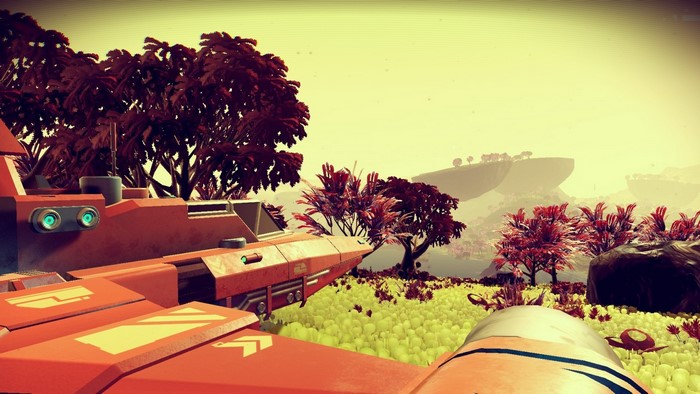 Spaceship on an alien planet in No Man's Sky