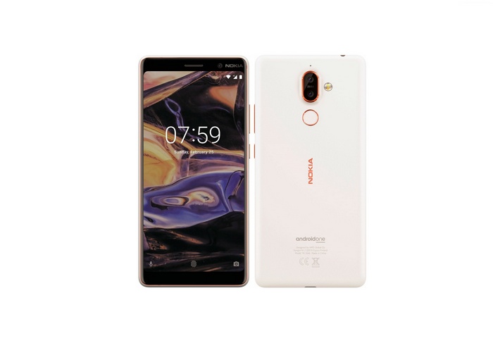 Nokia 7+ smartphone front and back view