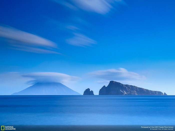 Islands and clouds over the sea