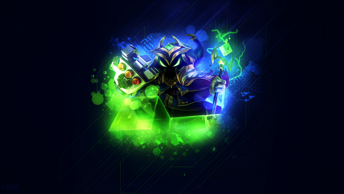 Veigar from League of Legends with neon effects