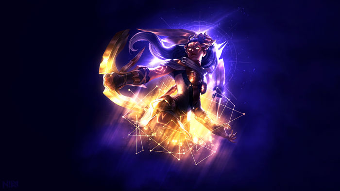 Vayne from League of Legends with light effects