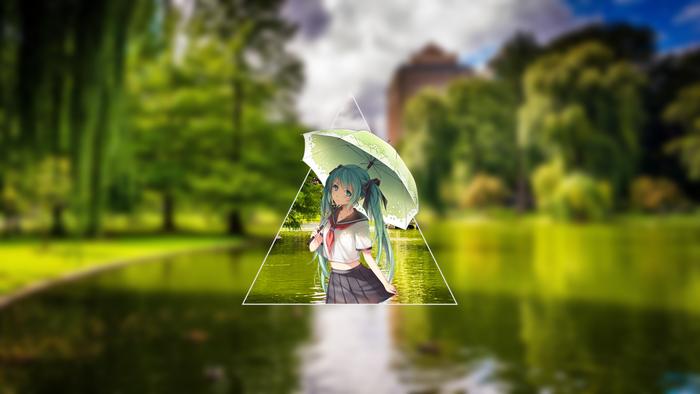 Hatsune Miku with Umbrella in a Park