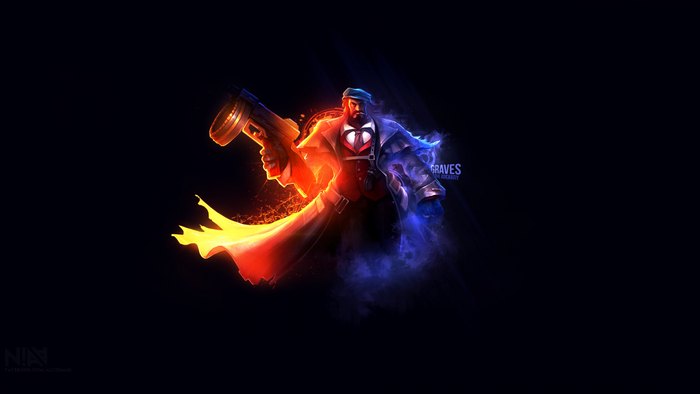 Graves from League of Legends with fire and ice effects