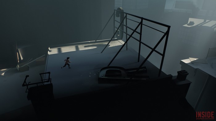 Boy running on a rooftop in the game Inside