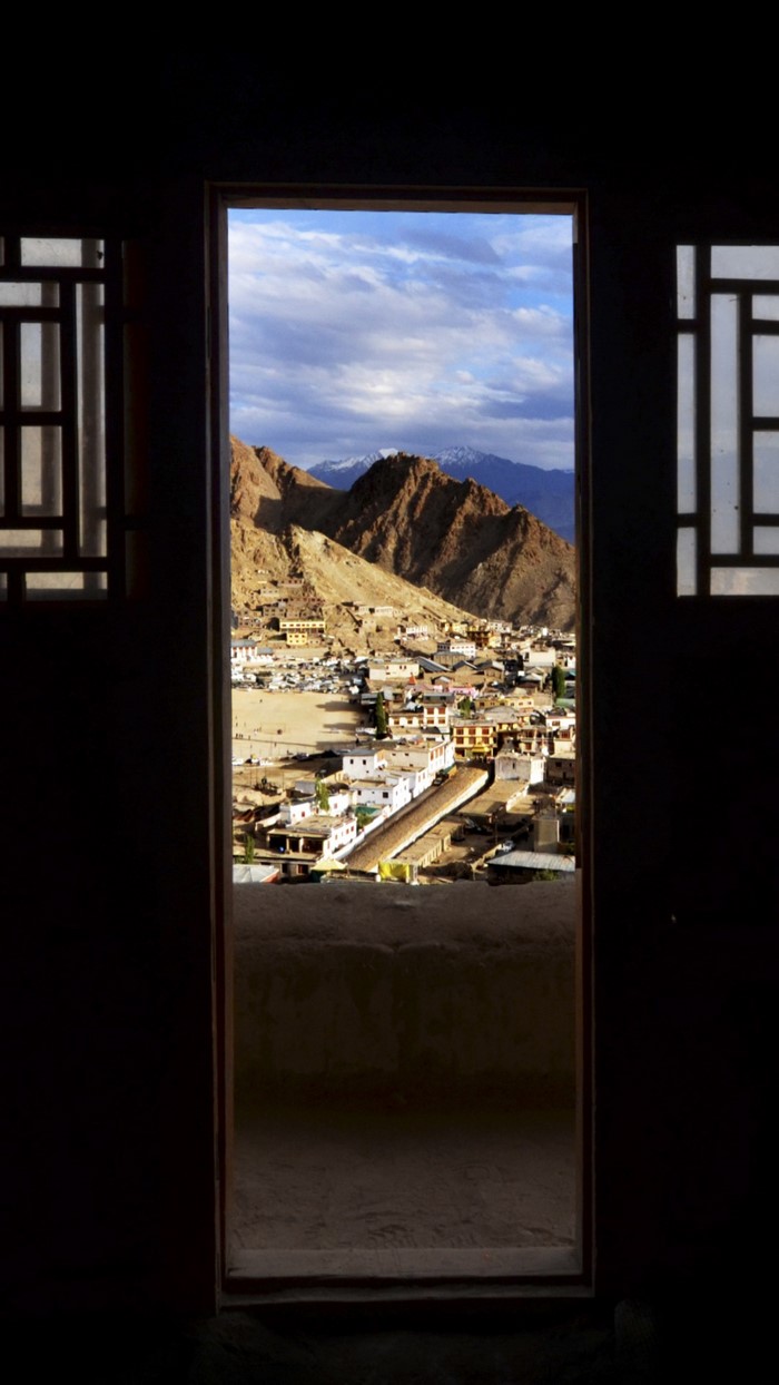 View of Leh town through a window