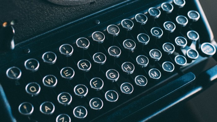 Close up of a vintage typewriter keyboard