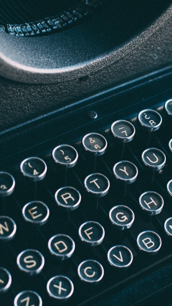 Close-up of a vintage typewriter keyboard