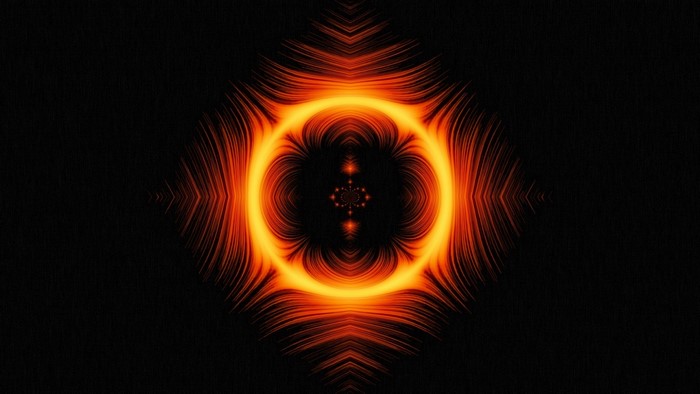Abstract orange glowing circle with fractal patterns