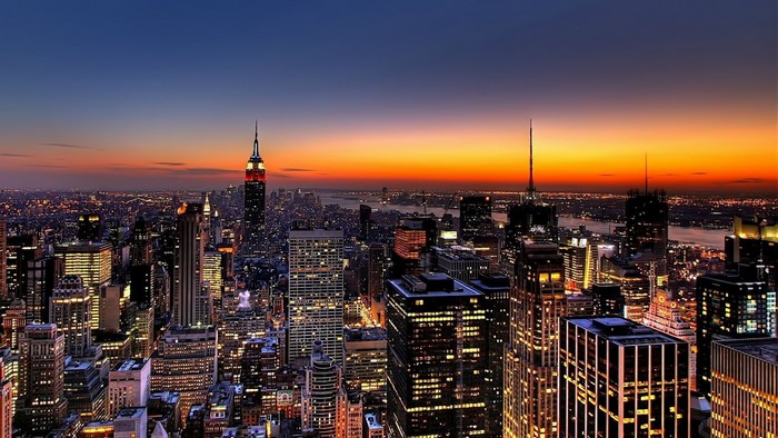 New York City skyline at sunset with Empire State Building