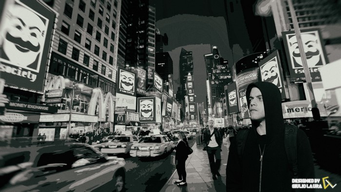Elliot Alderson from Mr. Robot in Times Square
