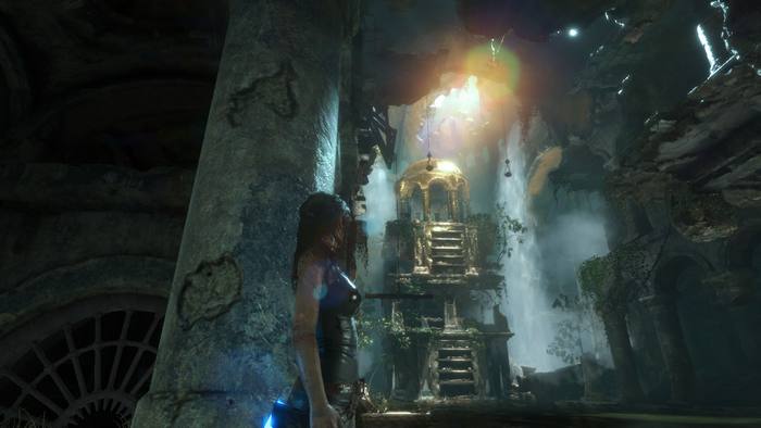 Lara Croft from Rise of the Tomb Raider in a temple