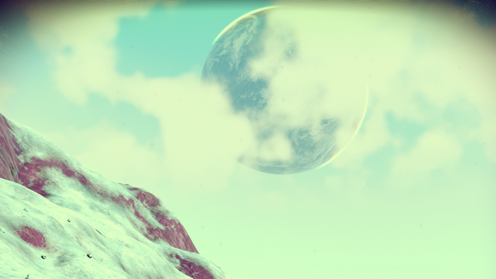 Planet and clouds in No Man's Sky