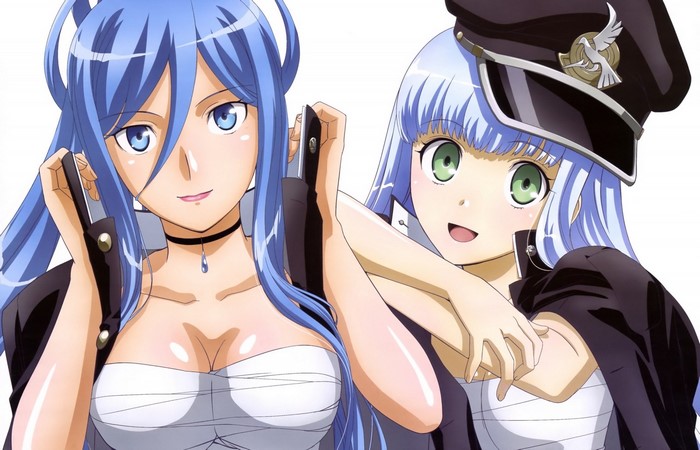 Two anime girls with blue hair from Aoki Hagane no Arpeggio