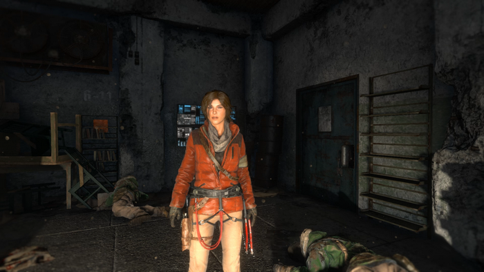 Lara Croft from Rise of the Tomb Raider in a bunker