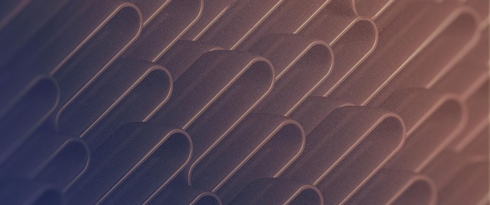 Abstract pattern of curved metallic tubes