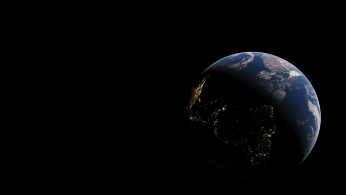 Earth from space at night with city lights