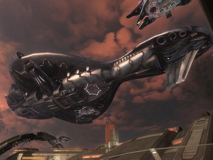 Halo 3 ODST Covenant ships in the sky