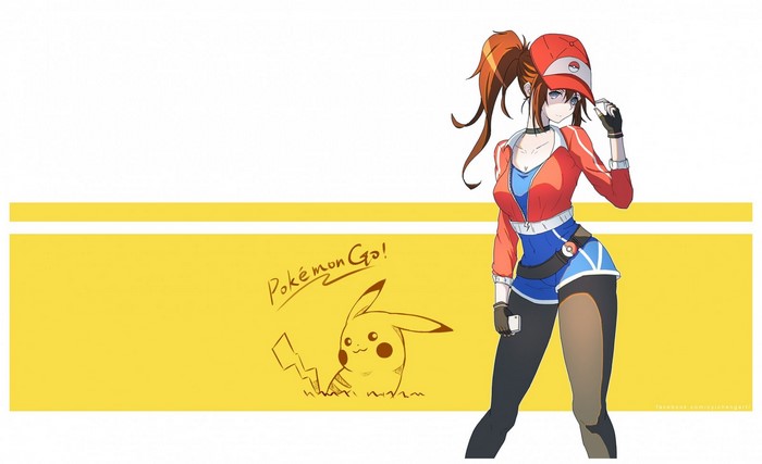 Anime girl from Pokemon Go with Pikachu drawing
