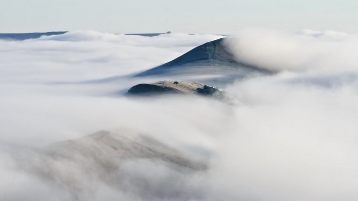 Mountains covered in fog and mist