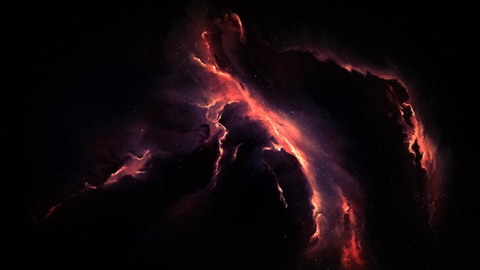 Red and purple nebula in deep space