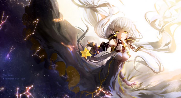 Yuzuki Yukari from Vocaloid with constellations