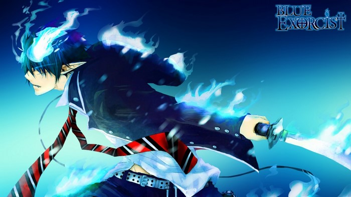Blue Exorcist Okumura Rin with Flaming Sword