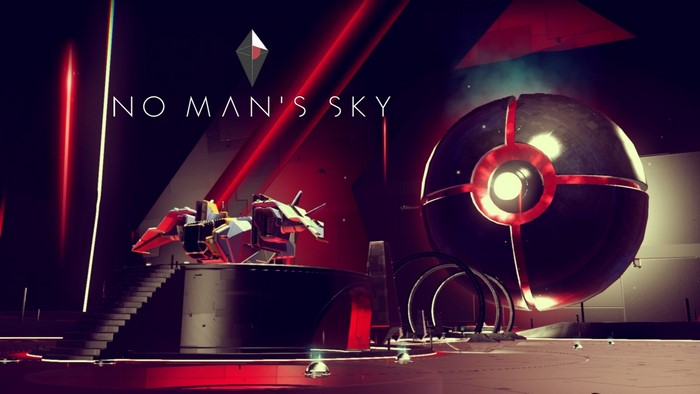No Man's Sky title screen with spaceship
