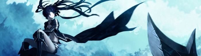 Black Rock Shooter sitting on a ledge