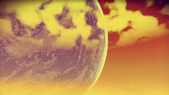 Planet with clouds in No Man's Sky
