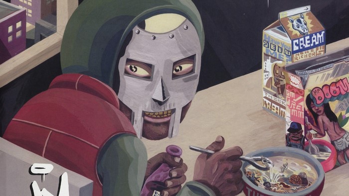 MF DOOM eating cereal with milk and a bottle