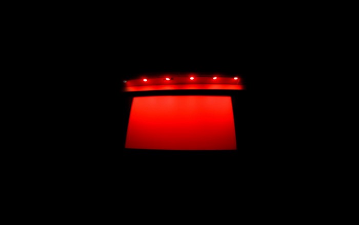 Red stage with lights