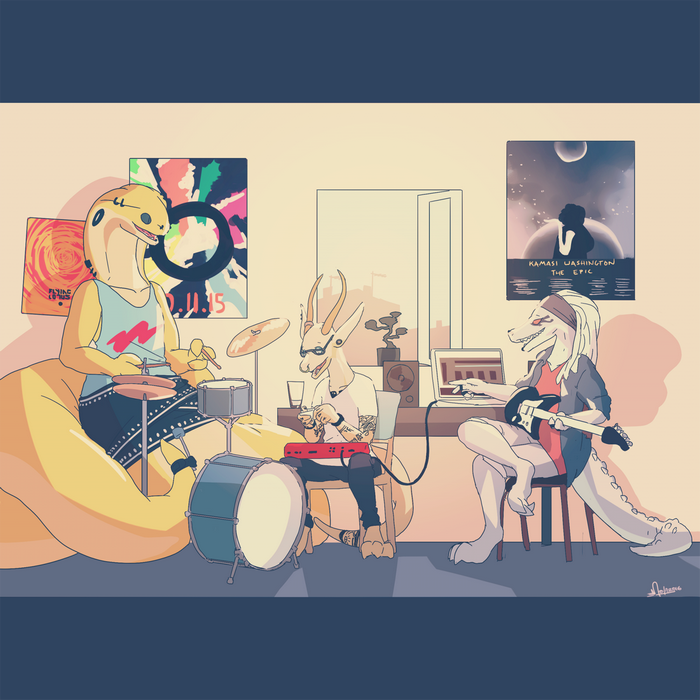 Furry band playing music with Kamasi Washington poster