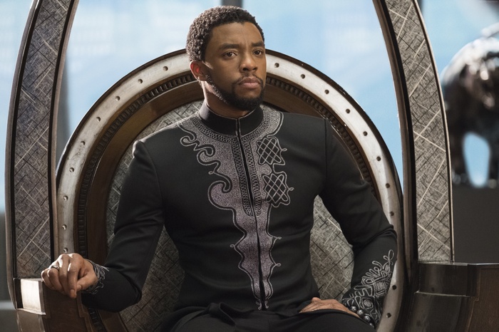 Chadwick Boseman as Black Panther in throne