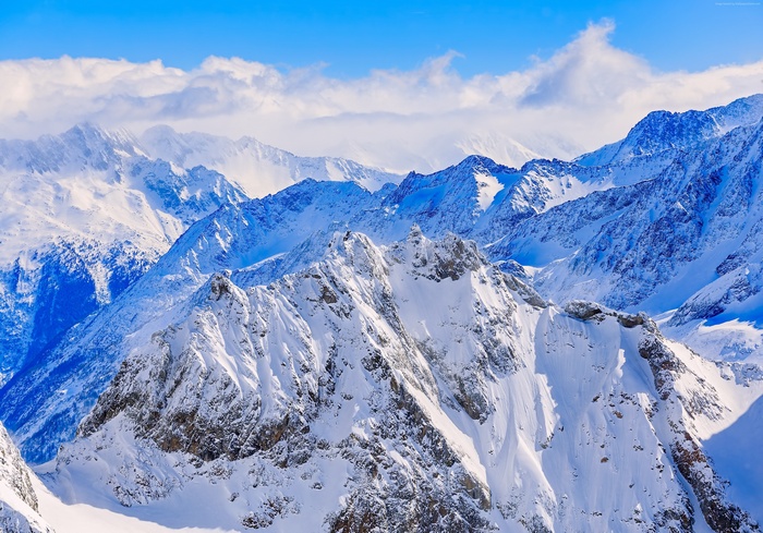 Snowy Alps Mountains in Switzerland 4K