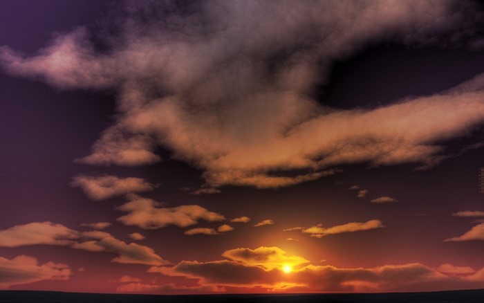 Sunset with clouds in a 3D render