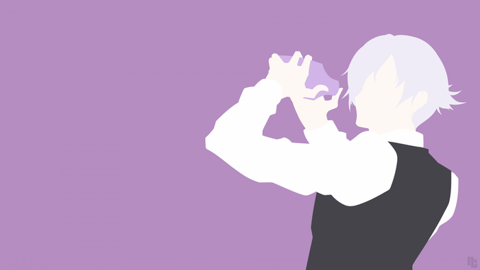 Decim from Death Parade holding a drink