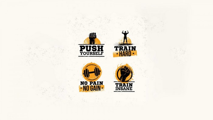 Motivational Fitness Logos with Icons and Text