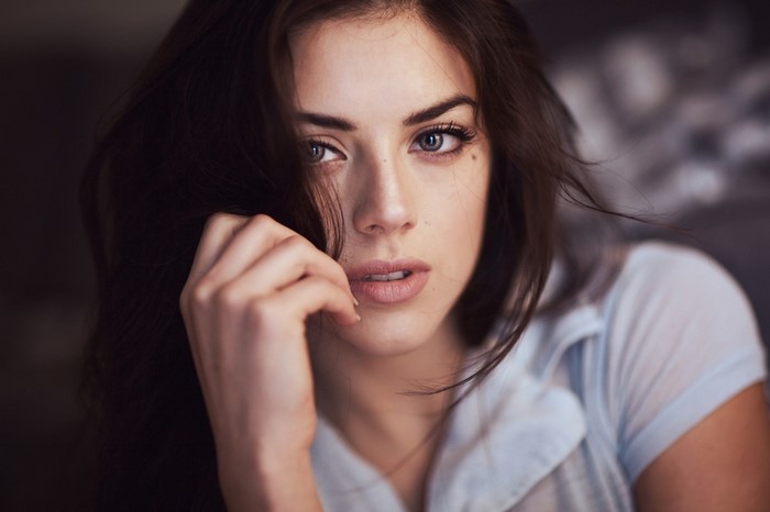 Close-Up Portrait of a Woman with Brown Hair