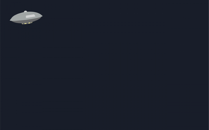 Minimalist UFO flying in dark sky
