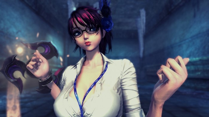 Female character from Blade & Soul wearing glasses and a white shirt