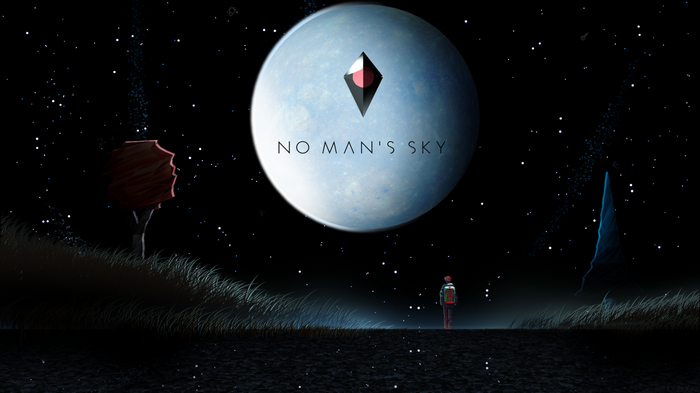 No Man's Sky game art with astronaut and planet