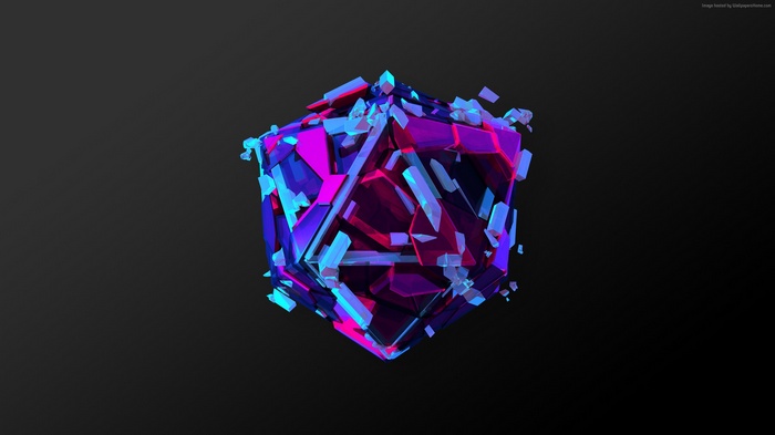 Abstract 3D geometric shape with neon colors