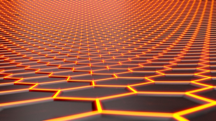Hexagonal pattern with orange neon lines