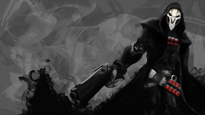 Reaper from Overwatch holding shotguns